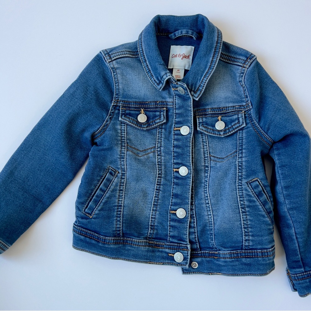 Kids Denim Jacket and Navy Polka Dot Shirt Set - Picture 2 of 4